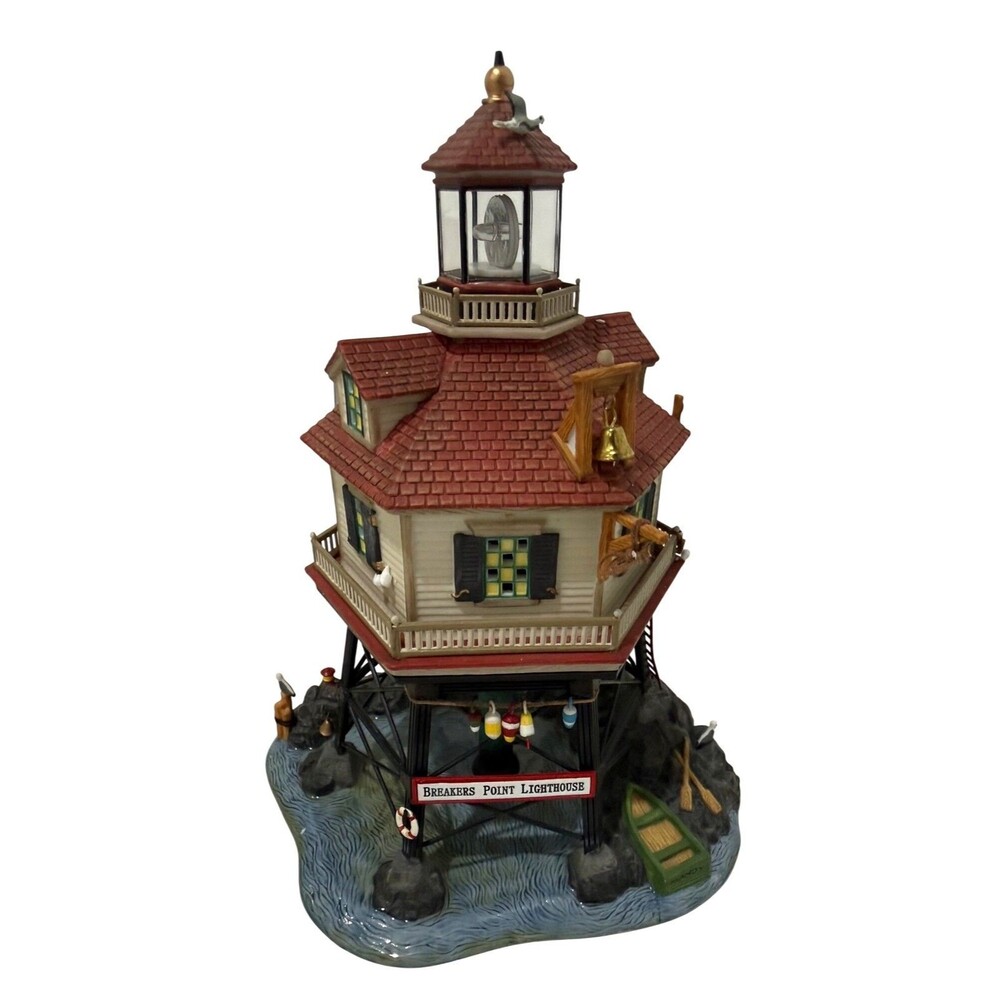 Dept 56 Breakers Point Lighthouse New England Village Porcelain Lighted Display